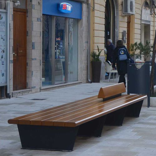 Современная общественная скамейка - CANAPÈ - METALCO - из цельной древесины / из стали, покрытой порошком / из кортеновской стали