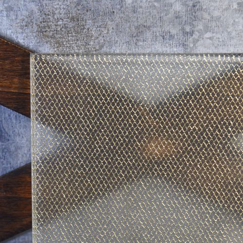 Слоистая стеклянная панель - GOLD DIAMOND SPARKLE MESH ORGANICA™  - Avant Art Architectural Glass, Inc. - декорированная / для внутренней компоновки / для двери