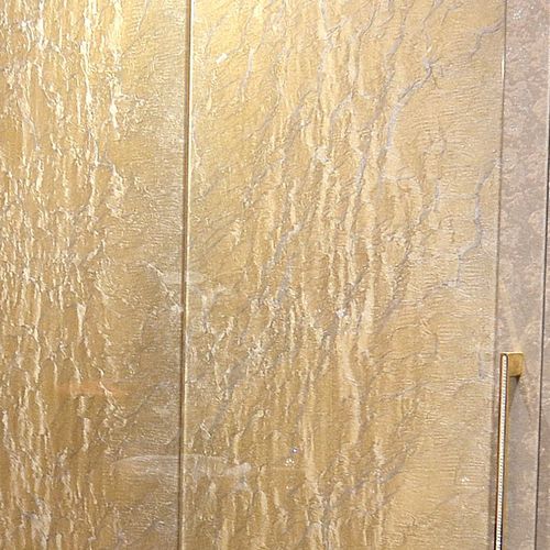 Слоистая стеклянная панель - "JEWEL ROCK" GOLD SILK ORGANICA™ - Avant Art Architectural Glass, Inc. - декорированная / для мебели / для двери