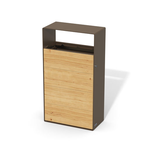 Мусорный контейнер из стали - EIGHT BIN STEEL-WOOD - LAB23 - из дерева / со встроенной пепельницей / с крышкой