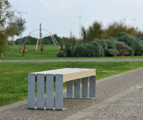 Современная общественная скамейка - DEACON&DEACON ECO - LAB23 - из дерева / из гальванизированной стали / из ПВХ