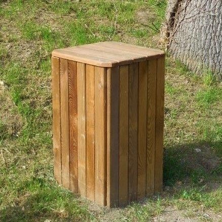 Общественный мусорный контейнер - 627 926 - Rondino - из сосны / с крышкой / для наружного применения