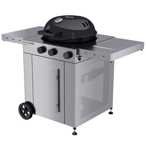 Газовое барбекю - AROSA 570 G PREMIUM STEEL - Outdoor Chef - на роликах / из нержавеющей стали / со встроенным ящиком