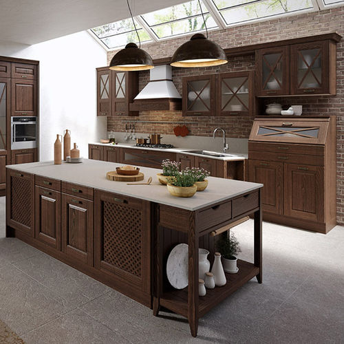 Классическая кухня - BELLAGIO - ARAN Cucine - из лакированной древесины / островного типа / с ручками