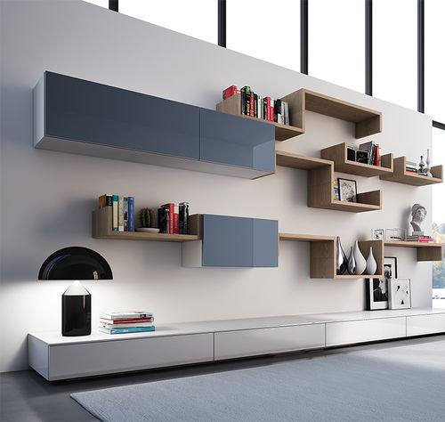 Настенный стеллаж - BELLA - ARAN Cucine - современный / из дерева / из стекла