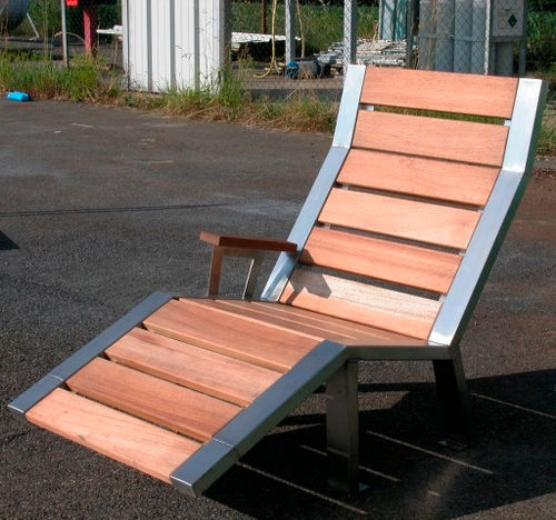 Современный садовый шезлонг - ZÉPHIRIN - FRANCE INOX INDUSTRIE - из сосны / из экзотических пород дерева / из нержавеющей стали