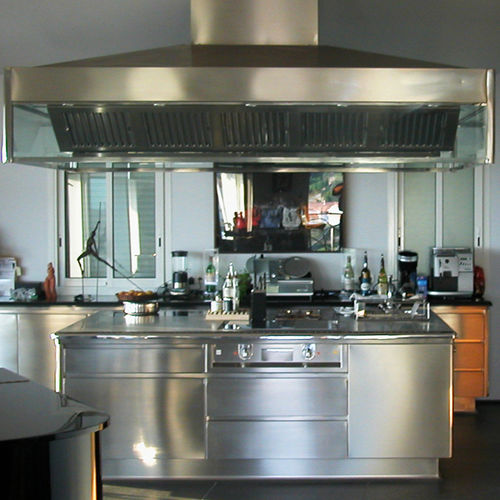 Современная кухня - SUR MESURE - FRANCE INOX INDUSTRIE - из нержавеющей стали / L-образная / по индивидуальному заказу