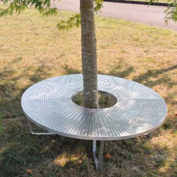 Современная общественная скамейка - CHENILLE : CIRCULAIRE - FRANCE INOX INDUSTRIE - из нержавеющей стали / со встроенной кадкой для садовых растений