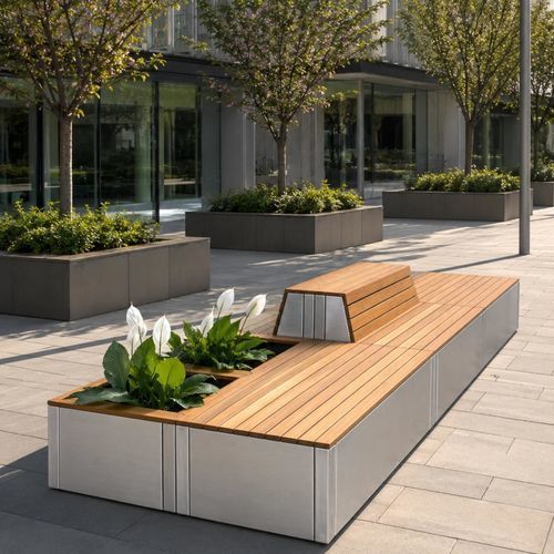 Общественная скамейка промышленный дизайн - GARDA - ALTEK ITALIA DESIGN - из композитных материалов / из алюминия / из ироко