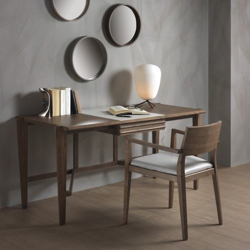 Напольный рабочий стол - ATHOS - Pacini & Cappellini - современный / из дерева / из кожи