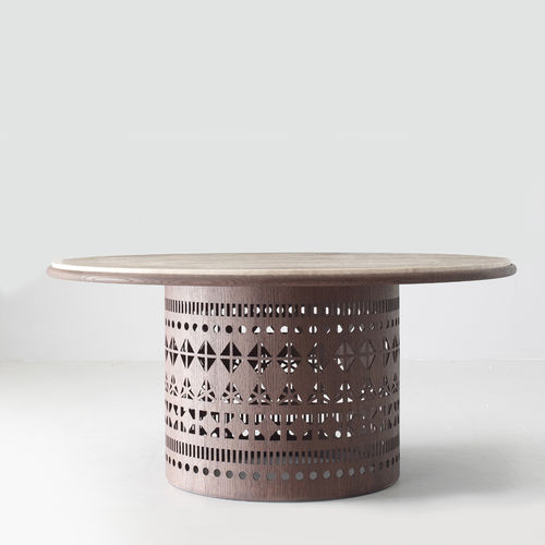 Современный стол - DOGON T  - Emmemobili - из мрамора / с основанием из фанеры / круглый
