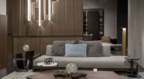 Современный диван - P.SOFA - Emmemobili - из ткани / из кожи / серый