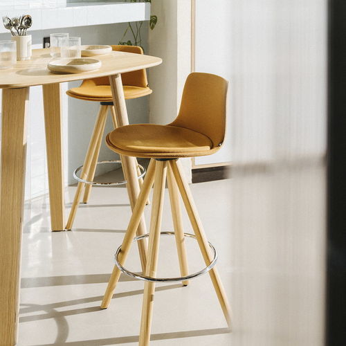 Современный барный стул - LOTTUS SPIN WOOD - Enea - для интерьера / из ткани / из стали