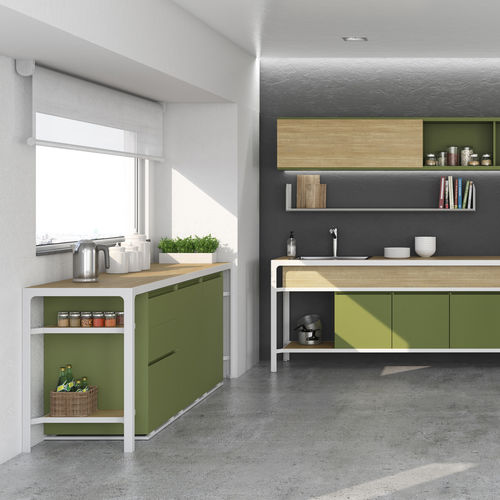 Современный шкаф для хранения для кухни - BANCO A PARETE - ESTEL - из дерева / для профессионального использования