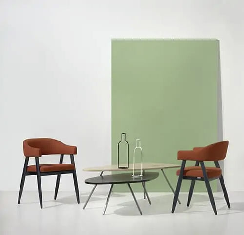 Современное кресло - VASA - Fenabel- The heart of seating - из ткани / из дерева / коричневое