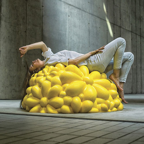 Пуф уникальный дизайн - BLOOM - Gufram - из полиуретана / Marcel Wanders / синий