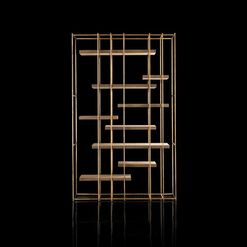 Современный книжный шкаф - CAGE-B - Henge - из цельной древесины / из стали / из латуни
