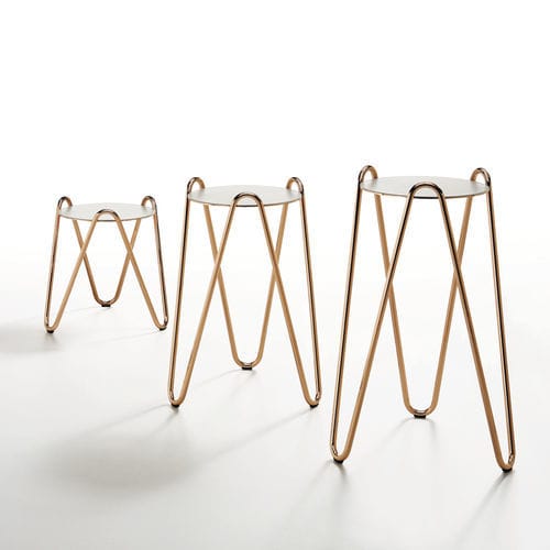 Современный вспомогательный столик - Apelle Chic - MIDJ - из керамики / из кожи / с основанием из лакированного металла