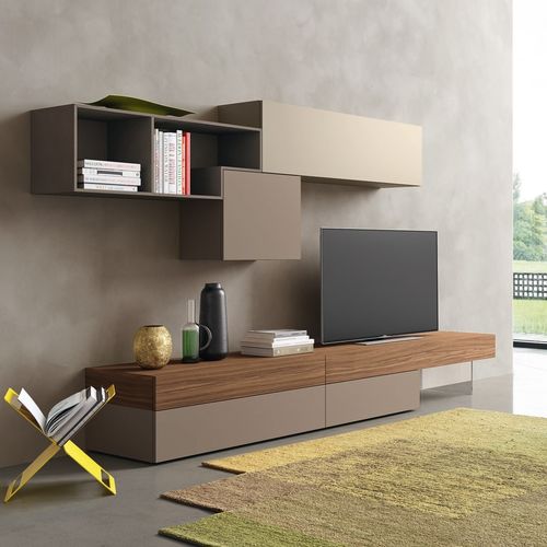 Современный настенный комплект для ТВ - LAMPO L6C06 - SANGIACOMO - из фанерованной древесины / из матовой лакированной древесины / из метакрилата