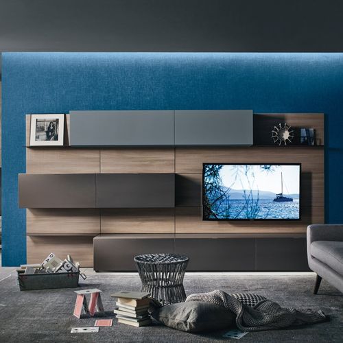 Минималистский настенный комплект для ТВ - LAMPO L6C26 - SANGIACOMO - из стекла / из лакированного металла / из меламина