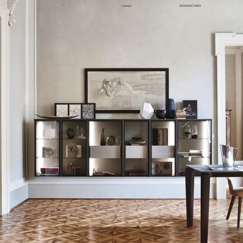 Современный стеклянный шкаф - LAMPO SCRIGNO L6C30 - SANGIACOMO - настенный / из стекла / из лакированного алюминия