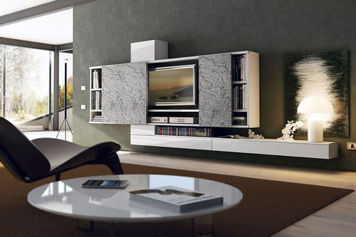 Современный настенный комплект для ТВ - PRO622658 - PESCAROLLO - из дерева / из лакированной древесины