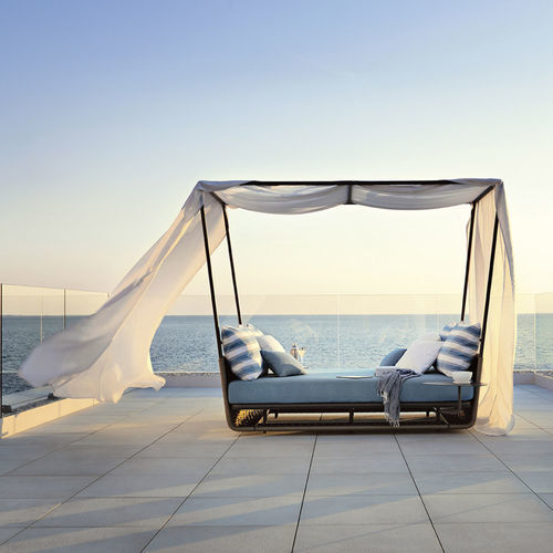 Современный полудиван - PORTOFINO  - Roberti Rattan - из акриловой ткани / из ротанга / из алюминия