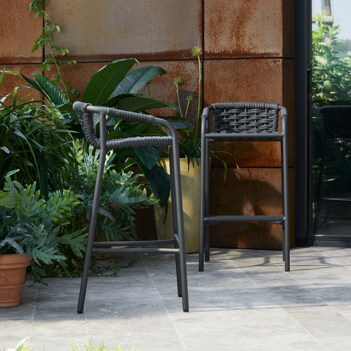 Современный барный табурет - CAPRI - Roberti Rattan - из веревки / с основанием из алюминия / 4 ножки