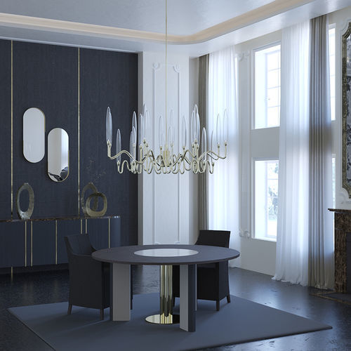 Современный обеденный стол - MOON - Scandal Home Couture - из дуба / из стекла / с основанием из металла