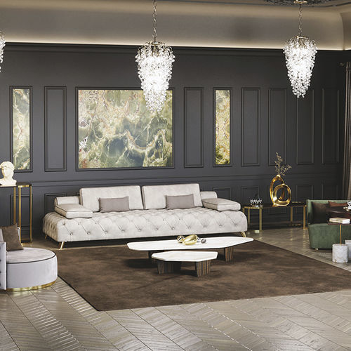 Современный журнальный столик - Scandal Home Couture - из мрамора / с основанеим из древесины из эбенового дерева / для бытового использования