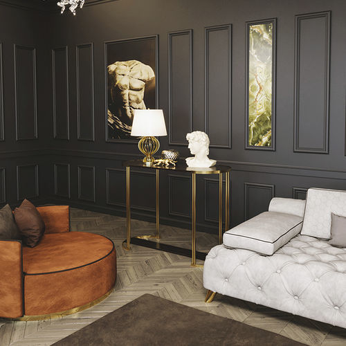Современный стол-консоль - Moon - Scandal Home Couture - из мрамора / с основанием из металла / овальный