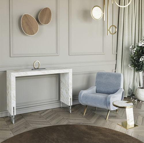 Современный стол-консоль - Porta Romana - Scandal Home Couture - из мрамора / со стеклянным основанием / с основанием из мрамора