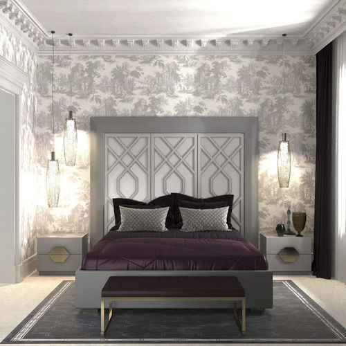 Двуспальная кровать - INTRIGUE - Scandal Home Couture - современная / обитая / с изголовьем