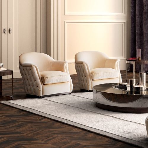 Кресло честерфилд - Zahira - Siwa Soft Style Home - из ткани / из цельной древесины / ручной работы