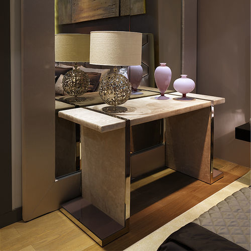 Современный стол-консоль - Vertigo - Siwa Soft Style Home - из кожи / с основанием из хромированного металла / с основанием из кожи