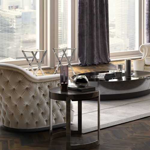 Современный вспомогательный столик - Dont  - Siwa Soft Style Home - из дерева / с основанием из хромированного металла / круглый