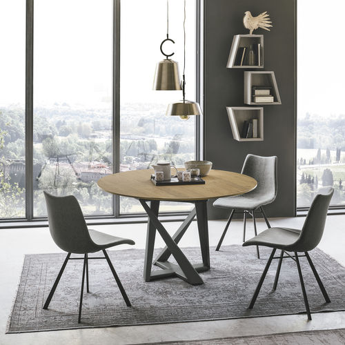 Современный обеденный стол - CRONOS WOOD 130 - Target Point - из фанерованной древесины / с основанием из окрашенного металла / с основанием из матированного металла
