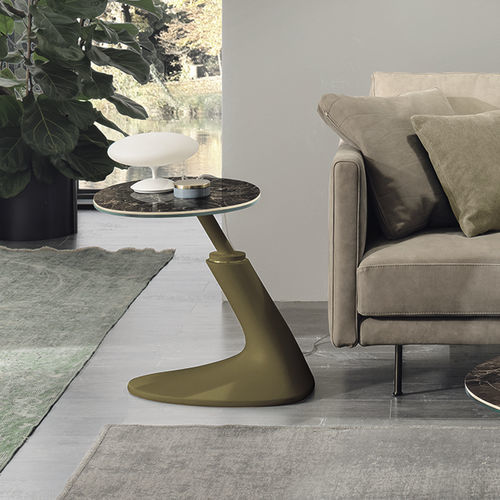 Современный вспомогательный столик - LEAF CORNER - Target Point - из закаленного стекла / из керамогранита / с основанием из полиуретана