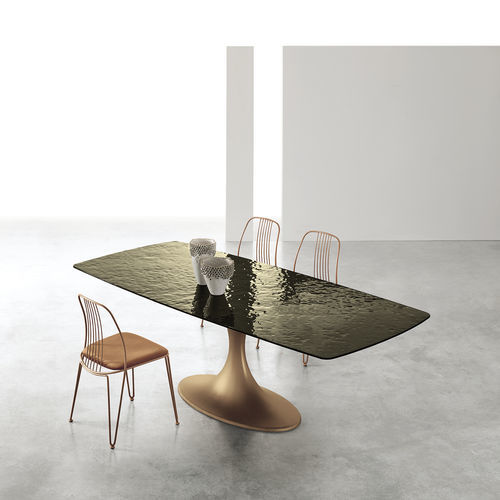 Современный обеденный стол - CALICE GLASS - Target Point - из стекла / с основанием из полимера / прямоугольный