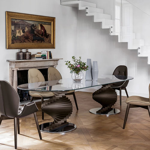 Современный обеденный стол - BIG FIRENZE - Tonin Casa - из стекла / из керамогранита / с основанием из дуба
