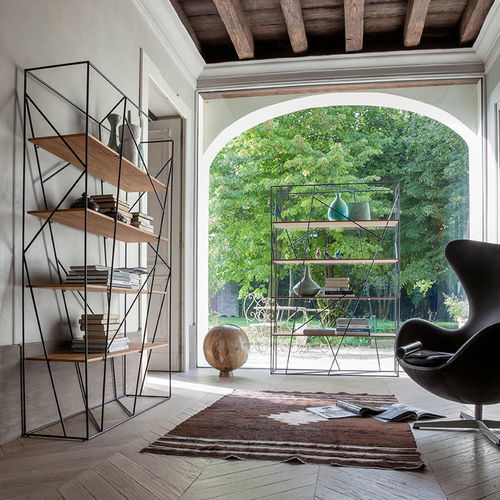 Современный стеллаж - NAVIGLIO - Tonin Casa - из дерева / из окрашенного металла / из закаленного стекла