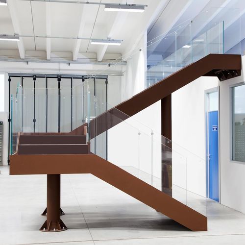 Лестница с поворотом на 180° - LERICI FULL T-E-GLASS - ITALIAN FASHION STAIRS - с металлическими ступеньками / стальная конструкция / для профессионального использования
