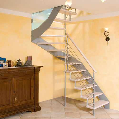 Квадратно-винтовая лестница - LERICI MINI CS - ITALIAN FASHION STAIRS - с деревянными ступеньками / стальная конструкция / для бытового использования
