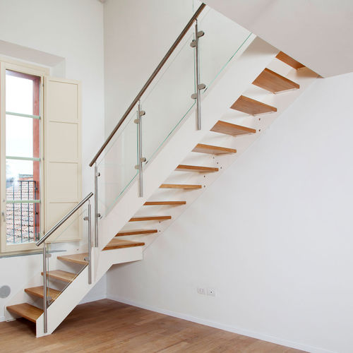 Лестница с поворотом на 90° - LERICI I-N-GLASS - ITALIAN FASHION STAIRS - с деревянными ступеньками / стальная конструкция / для бытового использования