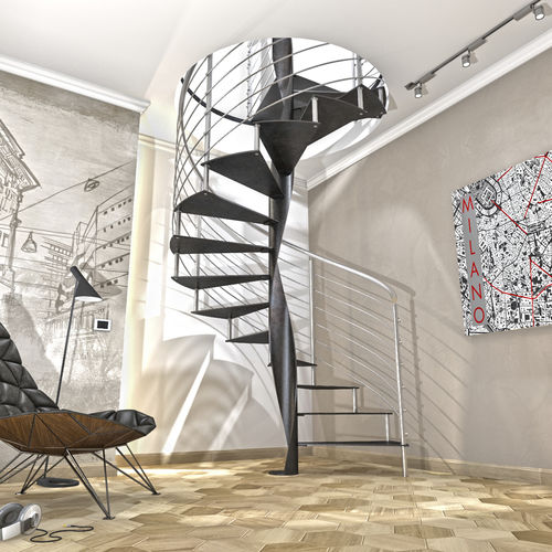 Спиральная лестница - ASTRALE METAL SILVER INOX - ITALIAN FASHION STAIRS - с металлическими ступеньками / стальная конструкция / для бытового использования