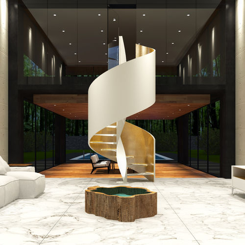 Спиральная лестница - ASTRALE METAL R-WOOD - ITALIAN FASHION STAIRS - с металлическими ступеньками / стальная конструкция / для бытового использования