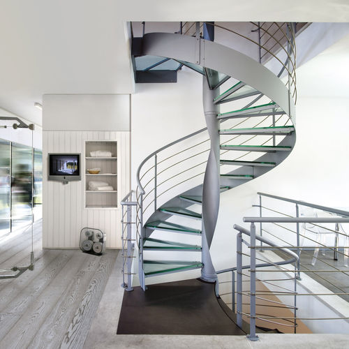 Спиральная лестница - ASTRALE V - ITALIAN FASHION STAIRS - со стеклянными ступеньками / стальная конструкция / для бытового использования