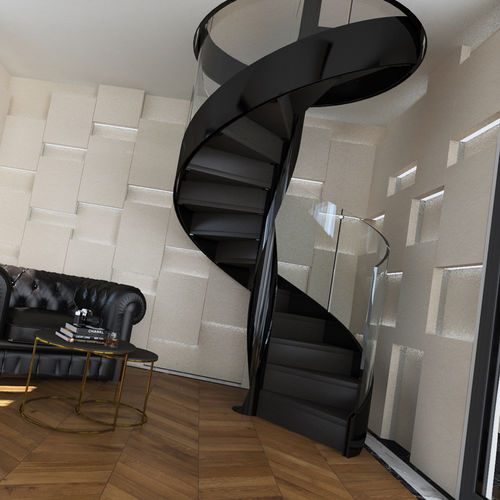 Спиральная лестница - ASTRALE T-E-GLASS - ITALIAN FASHION STAIRS - с деревянными ступеньками / стальная конструкция / для бытового использования