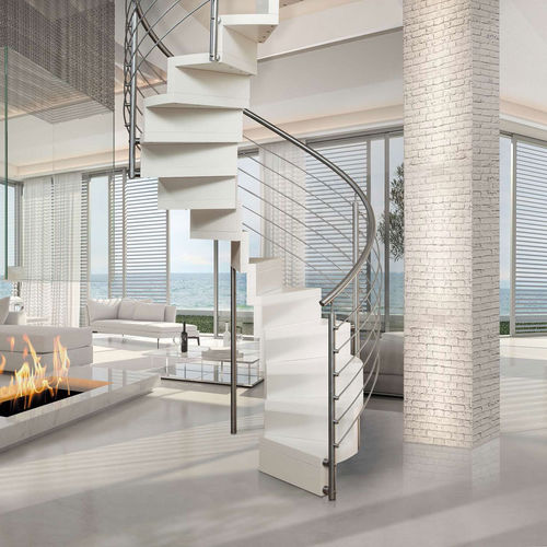 Спиральная лестница - CHIC SILVER INOX - ITALIAN FASHION STAIRS - с деревянными ступеньками / для бытового использования / для интерьера