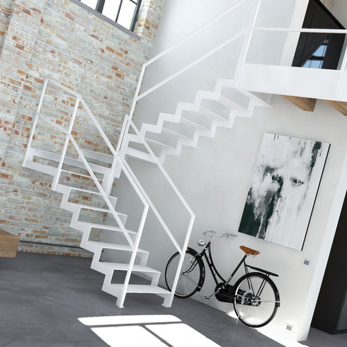 Прямая лестница - LOGICA METAL R-METAL - ITALIAN FASHION STAIRS - с поворотом на 90° / с поворотом на 180° / с металлическими ступеньками